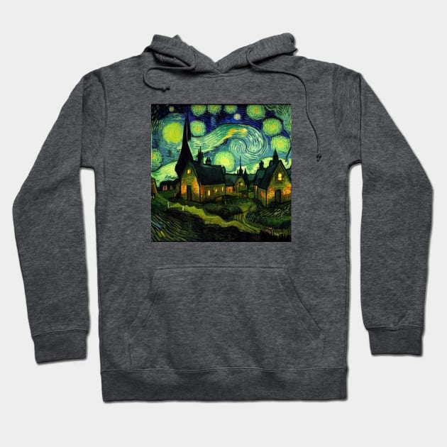 Starry Night Over Godric's Hollow Hoodie by Grassroots Green